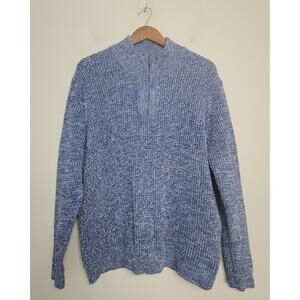 Ash & Erie Men’s XXL Quarter Zip 100% Cotton Knit Sweater Blue
